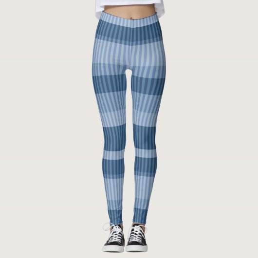 Leggings motif vertical rayé bleu (Devant)