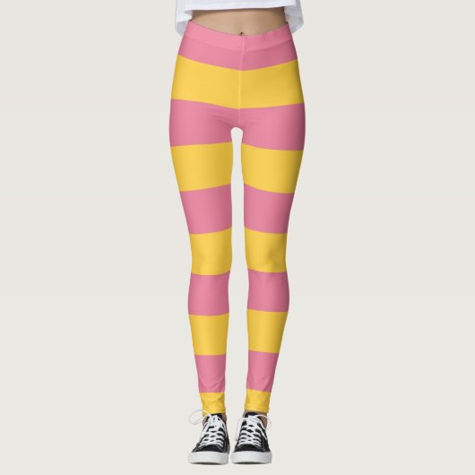 Leggings Motif vertical vibrant rose et jaune (Devant)