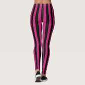 Leggings Motif Verticale Noir Et Rose Chaud (Dos)