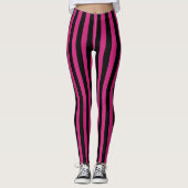 Leggings Motif Verticale Noir Et Rose Chaud (Devant)