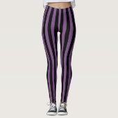 Leggings Motif Verticale Noir Et Violet (Devant)