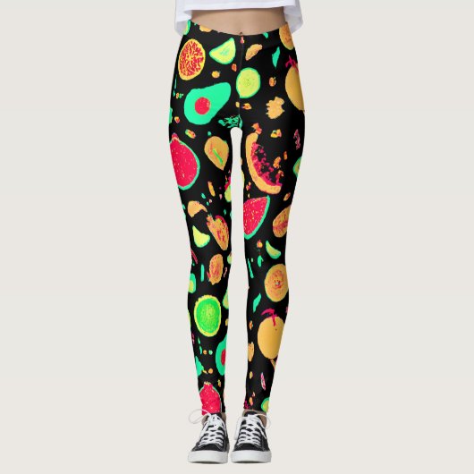 Leggings Motif vibrant de fruits de néon (Devant)