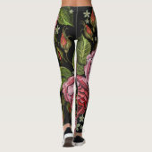 Leggings Motif vintage de broderie de rose rouge (Dos)