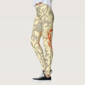 Leggings Motif vintage d'Owen Jones : Corail Floral Gris (Gauche)