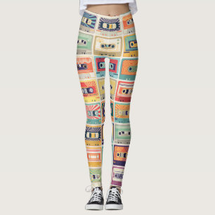 Leggings Motif Vintage Retro Cassette Tapes