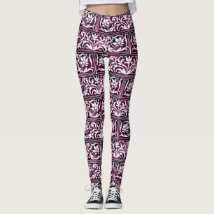 Leggings Motif violet orné