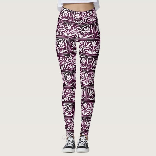 Leggings Motif violet orné (Devant)