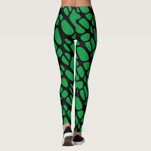 Leggings Motif Web Abstrait en noir vert (Dos)