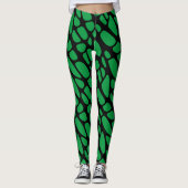 Leggings Motif Web Abstrait en noir vert (Devant)