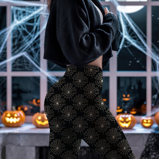 Leggings Motif Web Black Spider Halloween