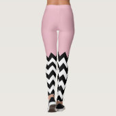 Leggings Motif Zigzag noir et blanc, Chevron, rose (Dos)