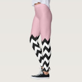 Leggings Motif Zigzag noir et blanc, Chevron, rose (Gauche)