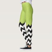 Leggings Motif Zigzag noir et blanc, Chevron, Vert (Gauche)