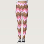 Leggings Motif ZigZag rose et Brown (Devant)