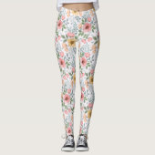 Leggings Motifs à fleurs de couleur douce (Devant)