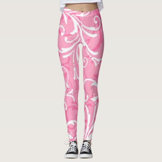 Leggings Motifs à spirale rose (Devant)