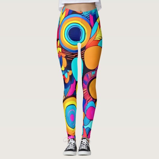 Leggings Motifs Abstraits géométriques dynamiques (Devant)