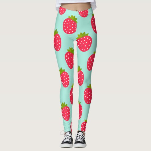 Leggings motifs bleus de fraises (Devant)