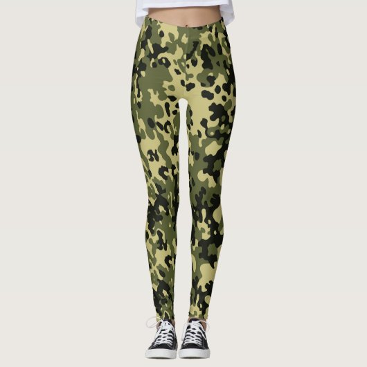 Leggings Motifs Camo Vert (Devant)