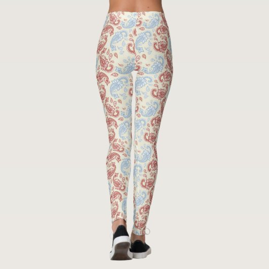 Leggings Motifs crème-rouge-bleu Paisley (Dos)