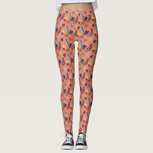 Leggings Motifs de feuilles modernes (Devant)