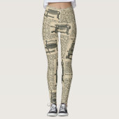 Leggings Motifs de journaux Vintages uniques (Devant)