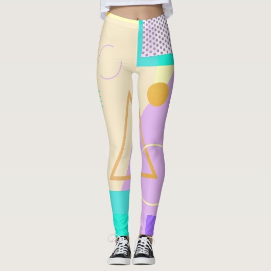 leggings motifs de memphis, retro et géométrique d (Devant)