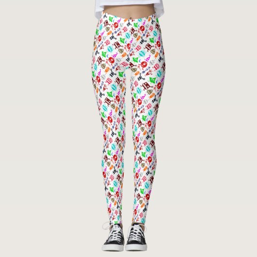 Leggings Motifs de monstres drôles colorés mignons (Devant)