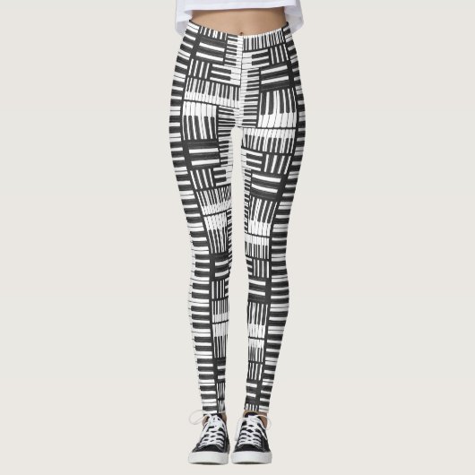 Leggings Motifs de piano noir et blanc (Devant)