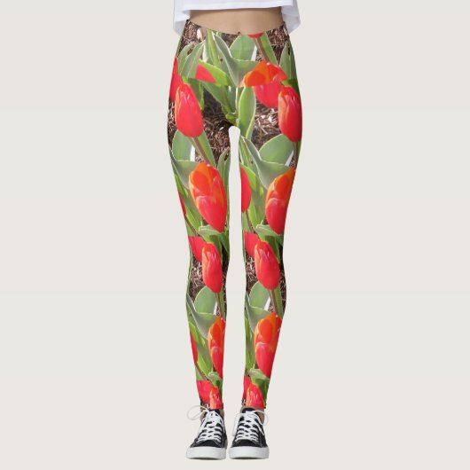 Leggings Motifs de Tulipes rouges (Devant)