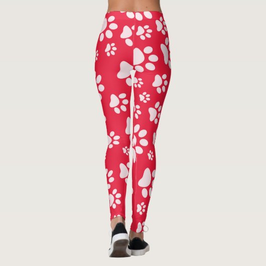 Leggings Motifs Empreintes de pattes rouges et bla (Dos)