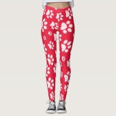 Leggings Motifs Empreintes de pattes rouges et bla (Devant)