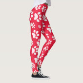 Leggings Motifs Empreintes de pattes rouges et bla (Droite)
