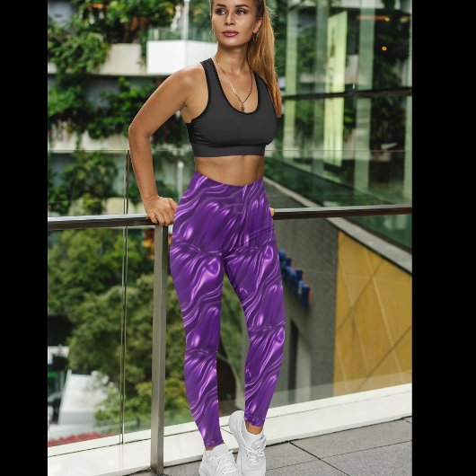 Leggings Motifs en satin violet - Joli