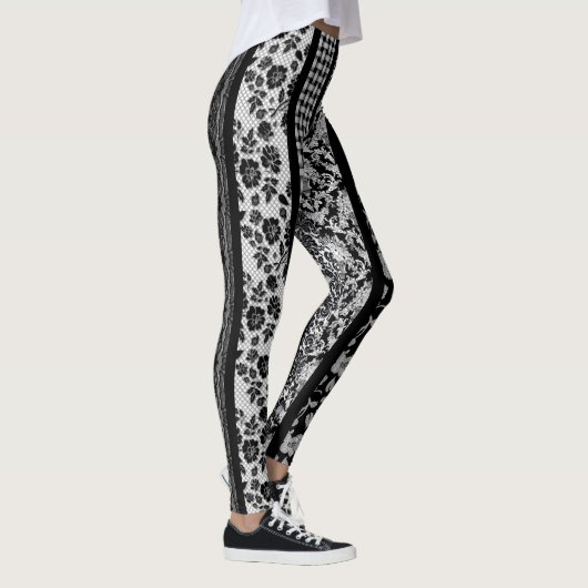 Leggings Motifs fantaisistes noirs et blancs à rayures (Droite)