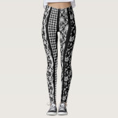 Leggings Motifs fantaisistes noirs et blancs à rayures (Devant)