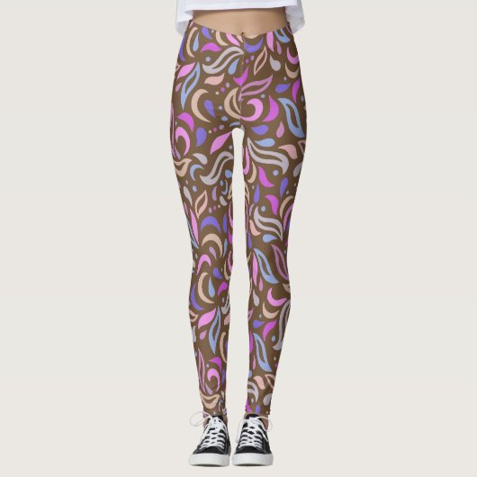 Leggings Motifs feuille et tourbillons (Devant)