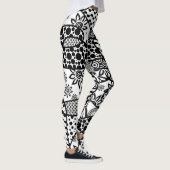 Leggings Motifs fous, uniques, rétros noirs et blancs 3 (Droite)