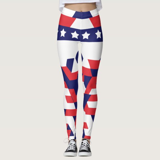 Leggings Motifs géométriques Star pour 4 juillet (Devant)