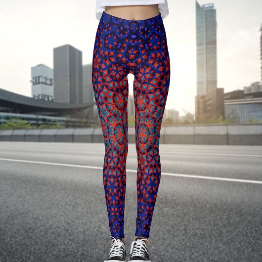 Leggings Motifs Gras Bleu Et Rouge