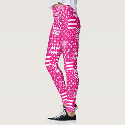 Leggings Motifs mélangés rose blanc