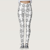 Leggings Motifs modernes à fleurs noires et blanch (Devant)