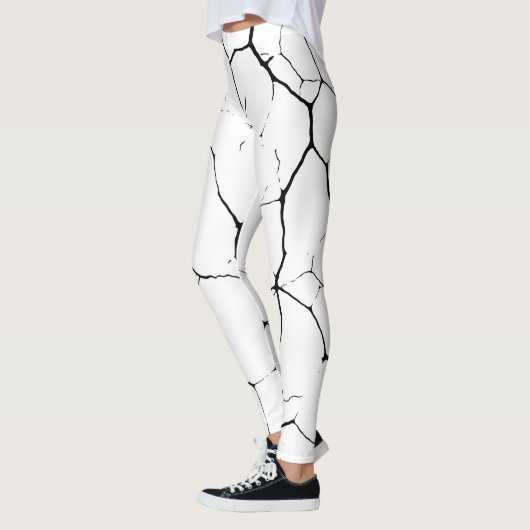 Leggings motifs noirs blancs kintsugi (Gauche)
