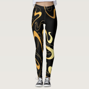 Leggings Motifs noirs d'or
