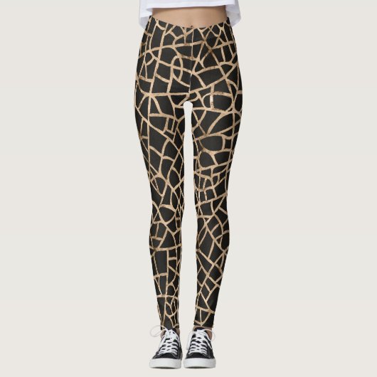 Leggings Motifs noirs et dorés modernes (Devant)