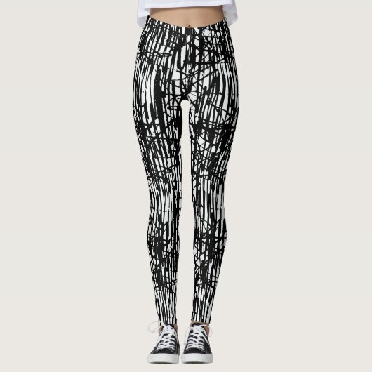 Leggings Motifs noirs et noirs (Devant)