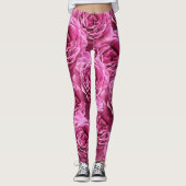 Leggings Motifs rose roses et violets (Devant)