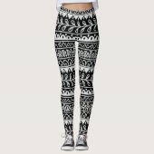 Leggings Motifs tirés par la main noirs et blancs de (Devant)