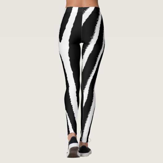 Leggings Motifs verticaux en noir et blanc Zebra (Dos)