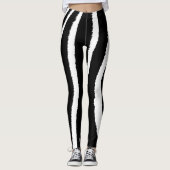 Leggings Motifs verticaux en noir et blanc Zebra (Devant)